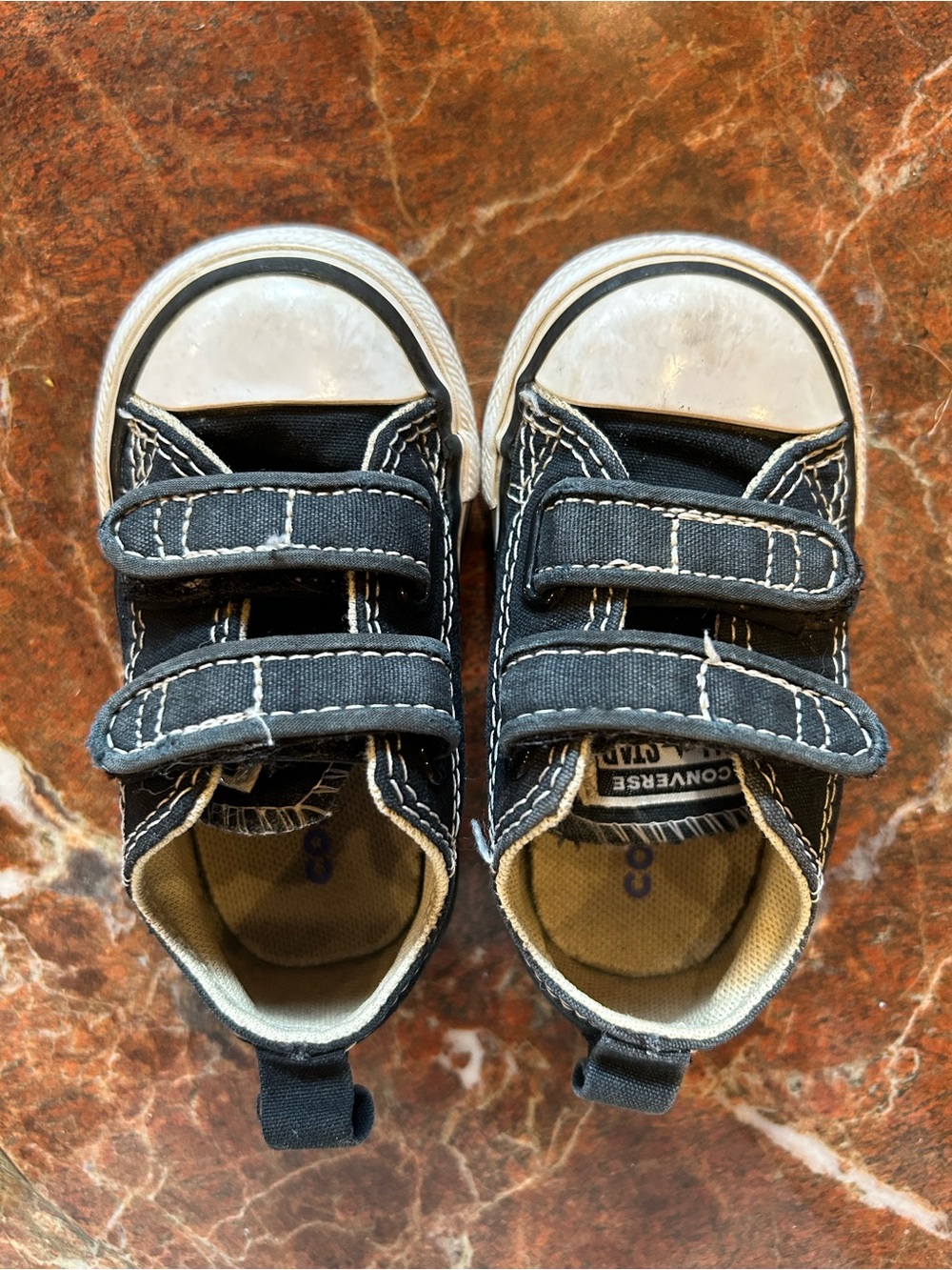 Converse Kids Black Canvas Velcro Low-Top Sneakers